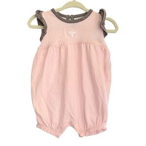 Burt’s Bees Baby Organic Cotton Romper, Pink & Gray Onesie Newborn Girl